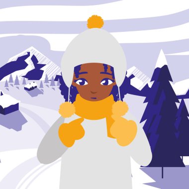 kış giysileri olan siyah kadın