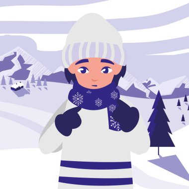 kış giysileri ile şirin küçük çocuk