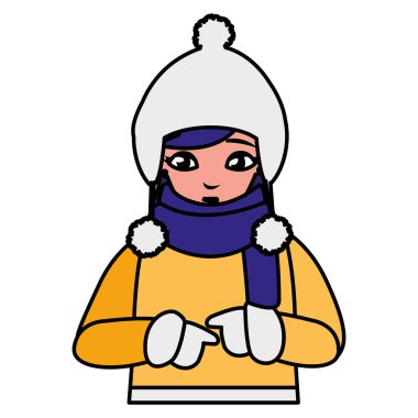 kış kıyafetleri ile güzel küçük kız