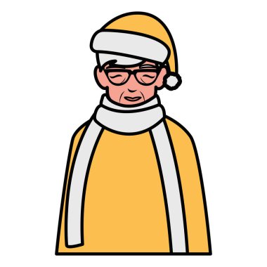 kış giysileri ile şirin dede vektör çizim tasarım