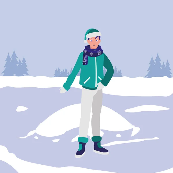 Young man with winter clothes — Stock Vector