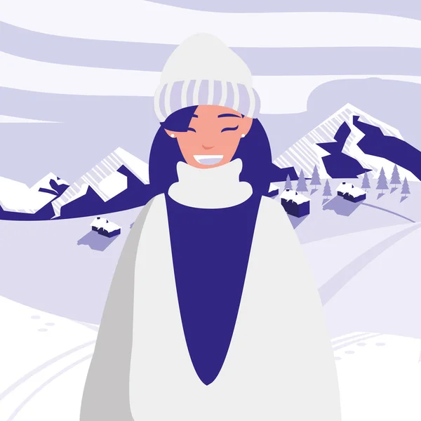Молодая женщина в зимней одежде — стоковый вектор