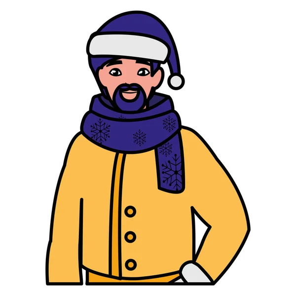 Young man with beard and winter clothes — Stock Vector