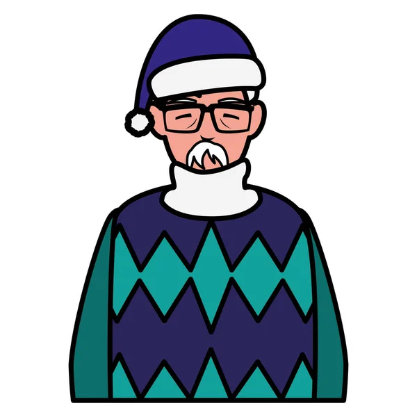 Cute grandfather with winter clothes — Stock Vector