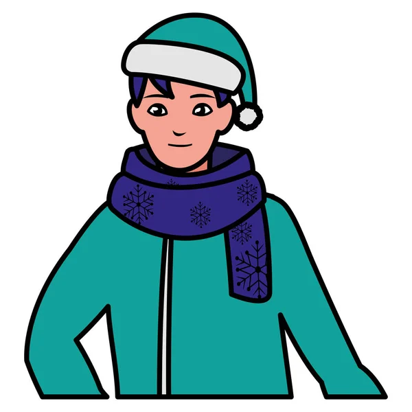 Kış giysileri ile genç adam — Stok Vektör