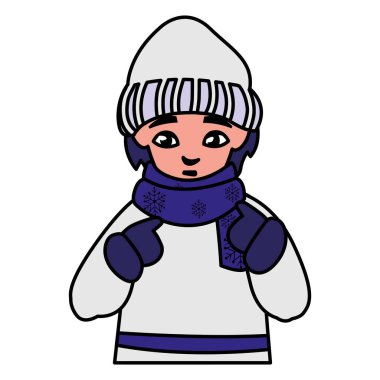 kış giysileri ile şirin küçük çocuk