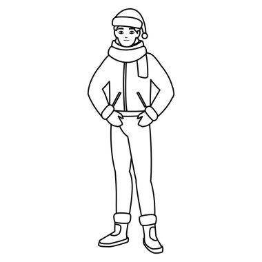 kış giysileri ile genç adam