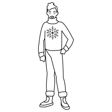 kış giysileri ile genç adam