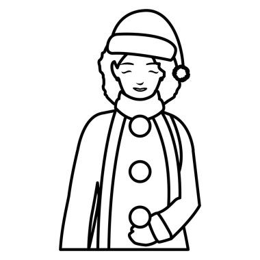 Kışlık elbiseli genç kadın.