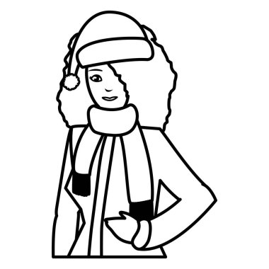 Kışlık elbiseli genç kadın.