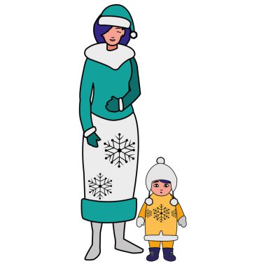 şirin anne ve kızı kış giysileri ile