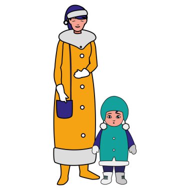 şirin anne ve kızı kış giysileri ile