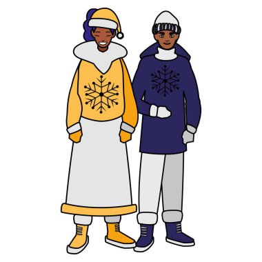 kış giysileri ile genç çift