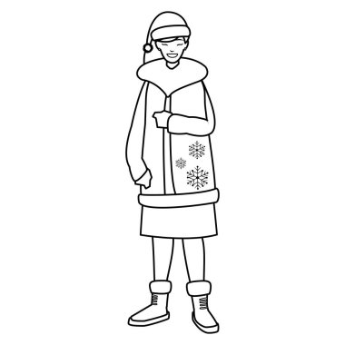 Kışlık elbiseli genç kadın.