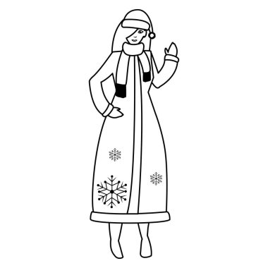 Kışlık elbiseli genç kadın.