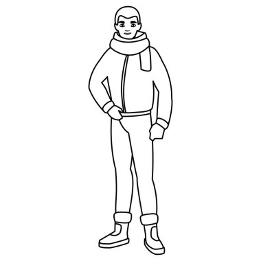 kış giysileri ile genç adam