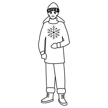 kış giysileri ile genç adam