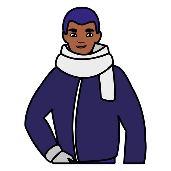 Jeune homme noir avec des vêtements d'hiver — Image vectorielle