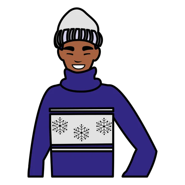 Mladý muž černé zimní oblečení — Stockový vektor