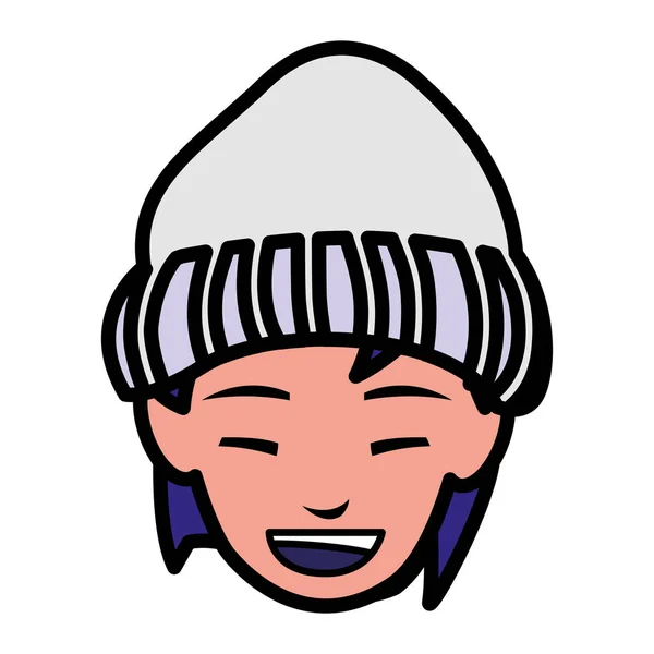Schattige kleine jongen hoofd met hoed van de winter — Stockvector