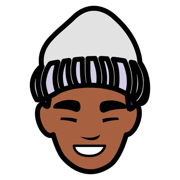 Молодой человек черная голова аватар персонаж — стоковый вектор