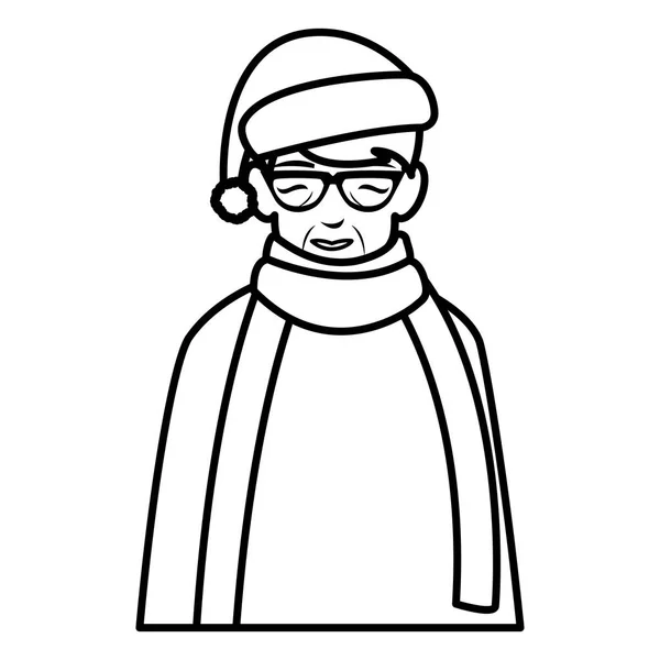 Roztomilý dědeček s zimní oblečení — Stockový vektor