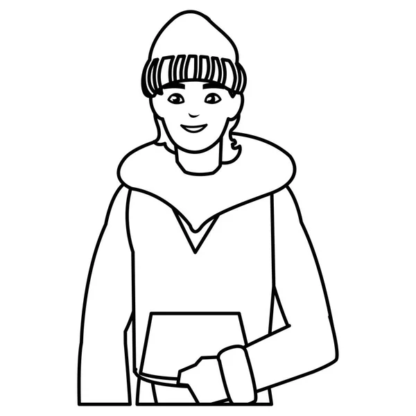 Νεαρός άνδρας με χειμωνιάτικα ρούχα — Διανυσματικό Αρχείο