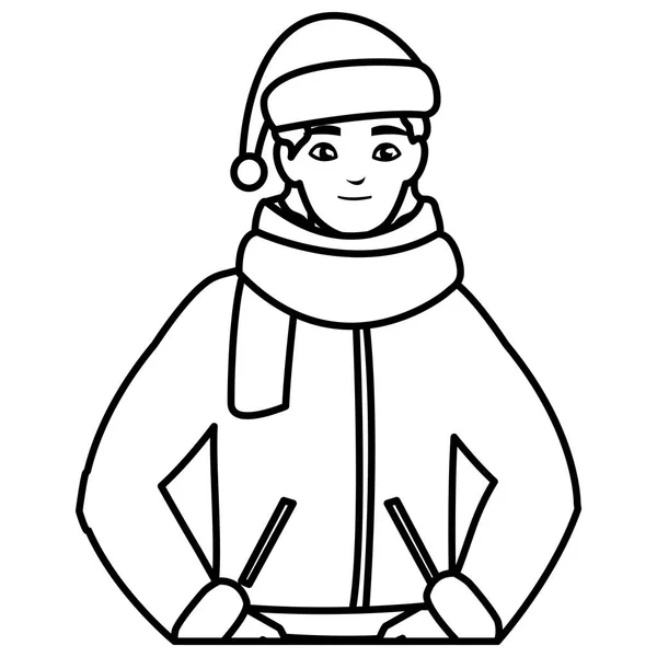 Νεαρός άνδρας με χειμωνιάτικα ρούχα — Διανυσματικό Αρχείο