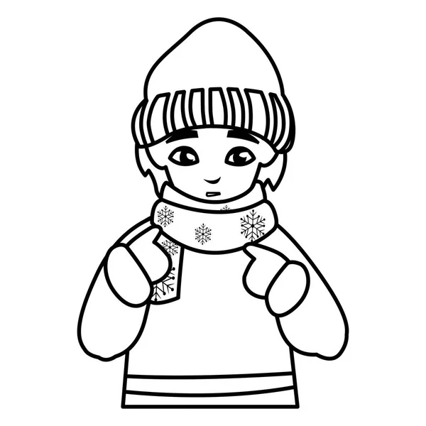 Cute little boy with winter clothes — Stock Vector