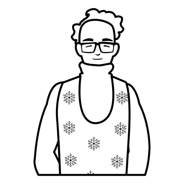 Joven con gafas y ropa de invierno — Vector de stock