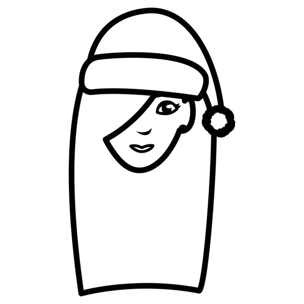 Bela mulher cabeça com chapéu de inverno — Vetor de Stock