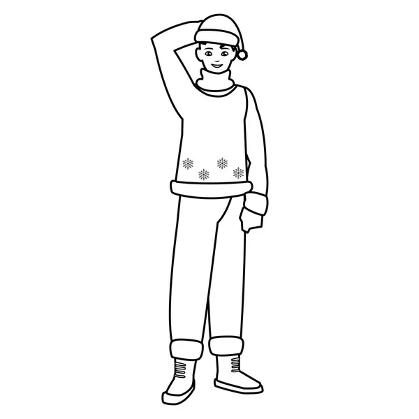 Mladý muž s zimní oblečení — Stockový vektor