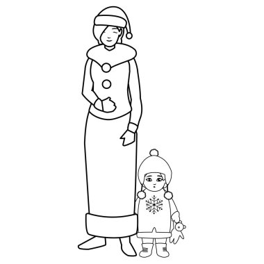 şirin anne ve kızı kış giysileri ile