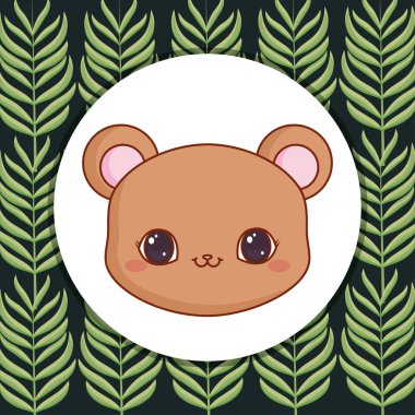 sevimli ayı teddy ile yapraklar