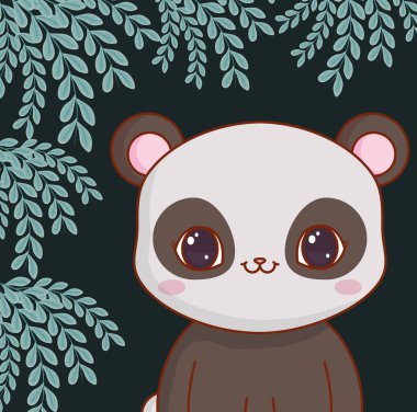 sevimli ayı panda ile yapraklar