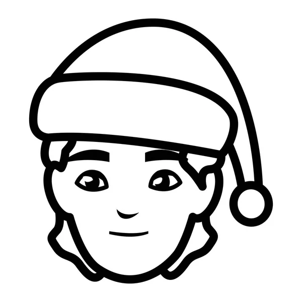 Jeune homme tête avec chapeau d'hiver — Image vectorielle