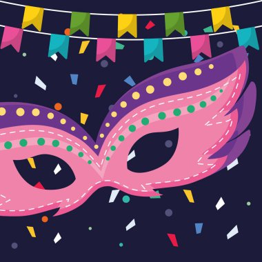 karnaval maskesi aksesuar ile asılı çelenk