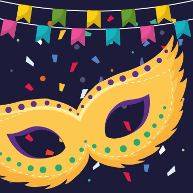 karnaval maskesi aksesuar ile asılı çelenk