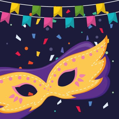 karnaval maskesi aksesuar ile asılı çelenk