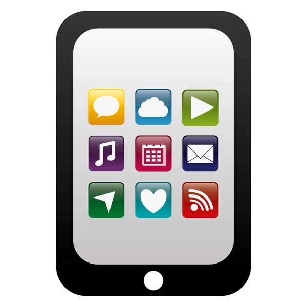 Tablette avec menu applications — Image vectorielle