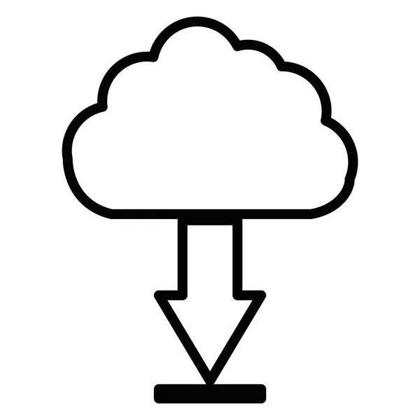 Serveur cloud computing avec flèche de téléchargement — Image vectorielle