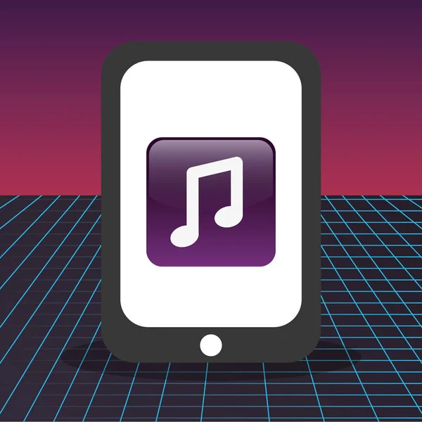 Tablet con app music tech — Vettoriale Stock