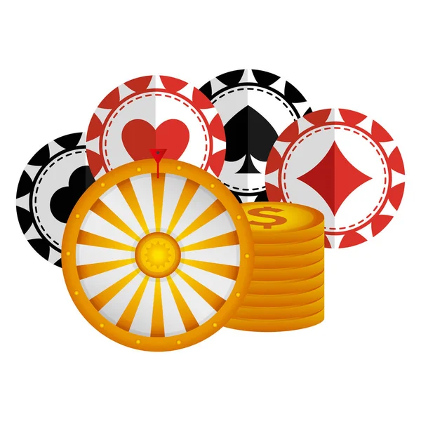 Casino chips with money icons — Stock Vector