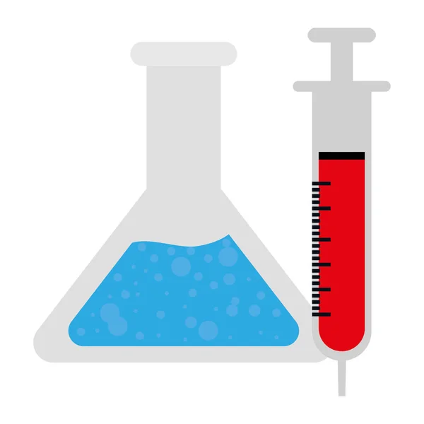 Buis test kolf en bloed — Stockvector