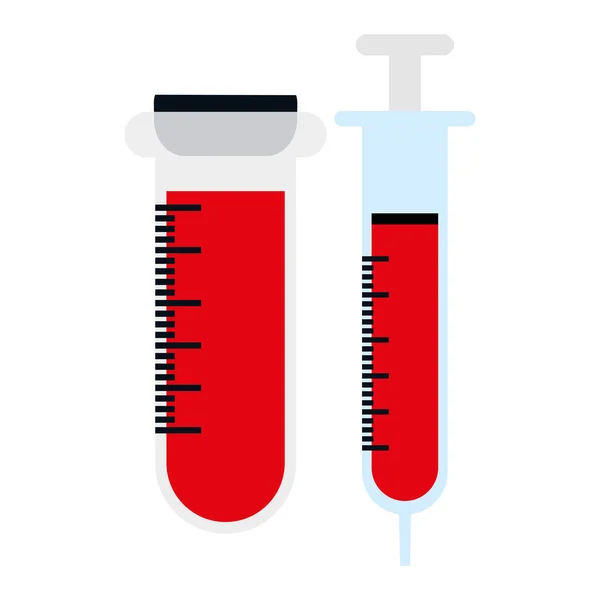 Röhrchen-Test Blut mit Injektion — Stockvektor