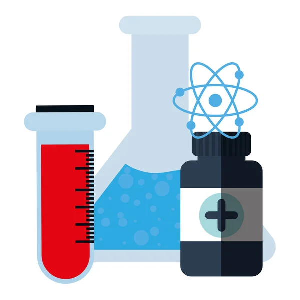 Tüp testi şişesi şişe ilaçlarla — Stok Vektör