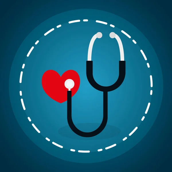 Cardio cardíaco com estetoscópio — Vetor de Stock