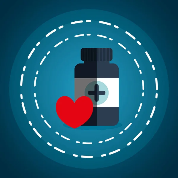 Srdce cardio s lahví medicíny — Stockový vektor