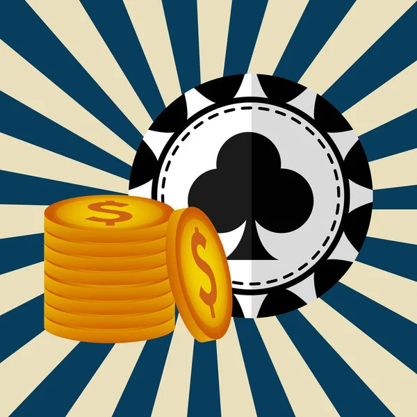 Fichas de casino com ícones de dinheiro — Vetor de Stock