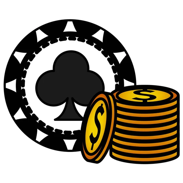 Фишки казино с иконками денег — стоковый вектор